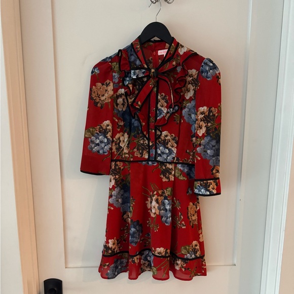 Red Floral Print Dress - Picture 6 of 6